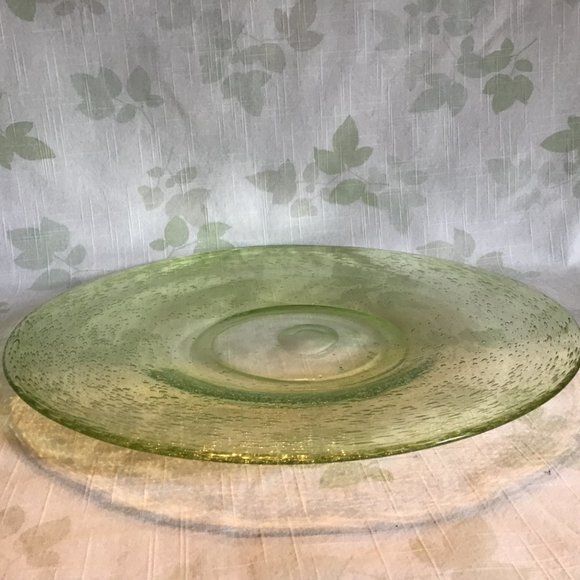Large Hand Blown Lime Green Art Glass Plate - Picture 9 of 13